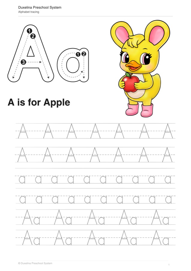 Sample page: themed alphabet practice with story-driven prompts.